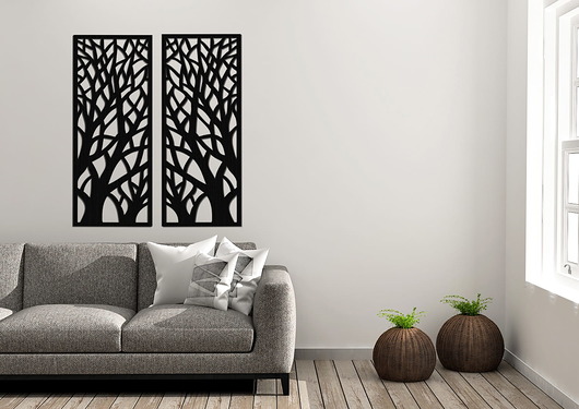 inne DEKORACYJNY, AŻUROWY PANEL ŚCIENNY, OBRAZ 3D, DRZEWA PIONOWE, 42 x 105 cm, DY