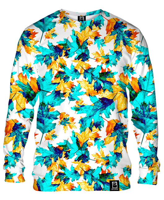 bluzy męskie Bluza Bez Kaptura Męska DR.CROW Cyan Leaves