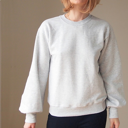 bluza bez kaptura damska Bluza Bufiaste rękawy Szara