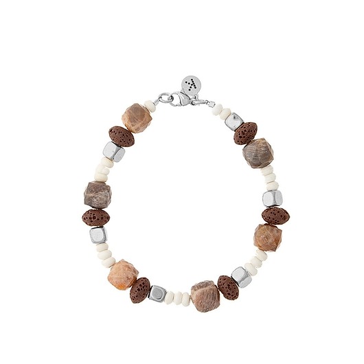 bransoletki z kamieni naturalnych Bransoletka Boho Chic - Mix cztery kamienie - Srebrna