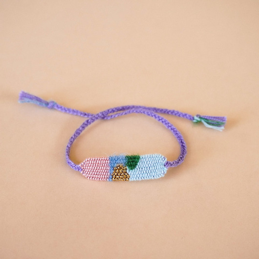 bransoletki - inne Tkana, mini bransoletka na sznureczku - pastelowy widoczek