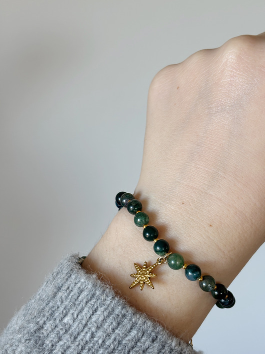 bransoletki z kamieni naturalnych Bransoletka na gumce Agat zielony