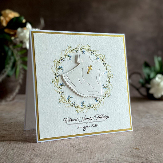 kartki, zaproszenia na chrzest Kartka na chrzest w ozdobnej kopercie, 56