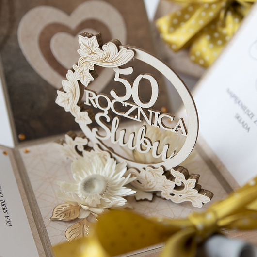 kartki scrapbooking 50 rocznica ślubu, złote gody, exploding box