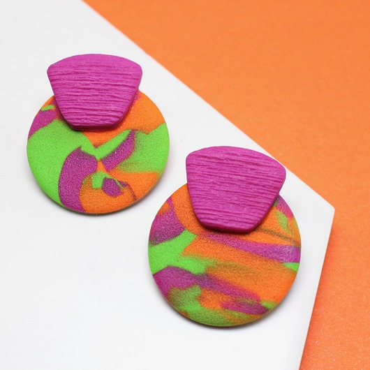 kolczyki z masy plastycznej FANCY kolczyki koła tricolor