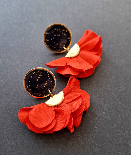 kolczyki z masy plastycznej Kolczyki ukwiecone no4