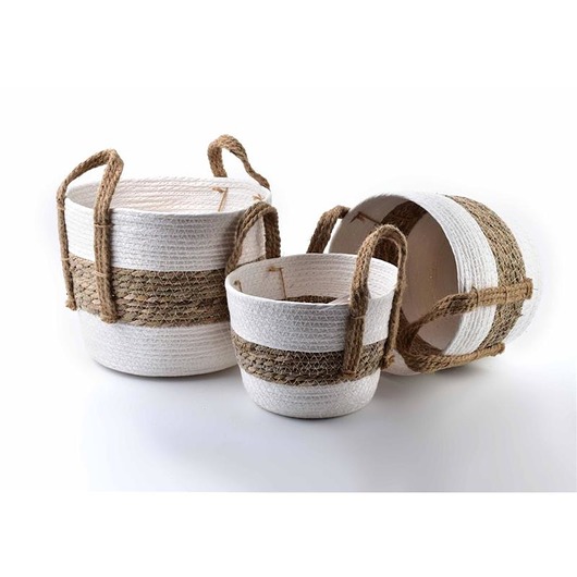 Kosz 3 szt. Komplet Jutowy Boho White MIA home