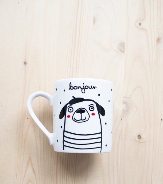 Bonjour - kubek porcelanowy z Psem miamilu