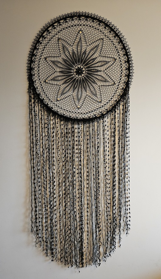 łapacze snów Duży czarny łapacz snów z piórami Dream catcher