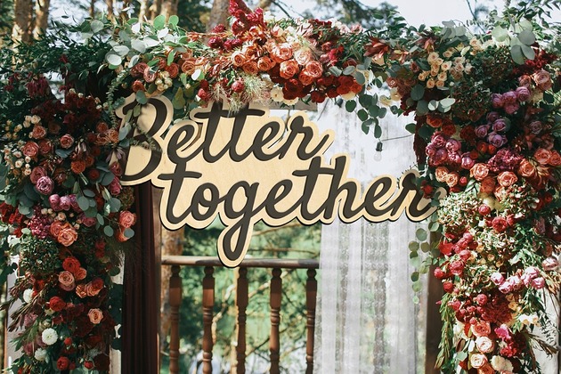dodatki ślubne Napis BETTER TOGETHER Drewniane napisy 3D na ślub
