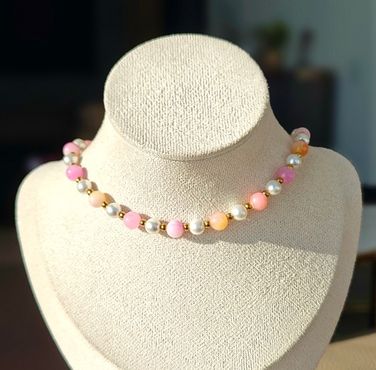 chokery Regulowany perły i agat