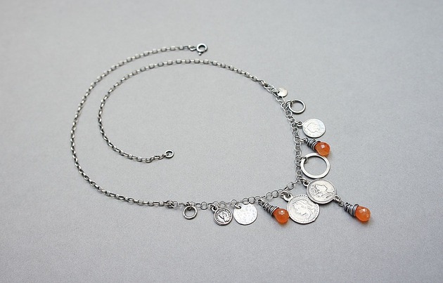 kolie Numizmaty orange/ naszyjnik