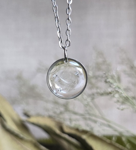 wisiory Dmuchawiec Wieczne kwiaty srebrny wisiorek prawdziwe kwiaty naszyjnik