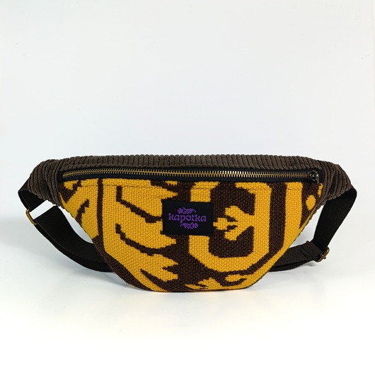 saszetka nerka Żółto - brązowa nerka z ludowej tkaniny - mniejsza