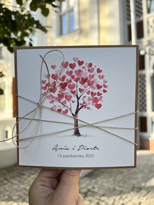 zaproszenia i kartki na ślub Personalizowana kartka ślubna ręcznie robiona z personalizacją