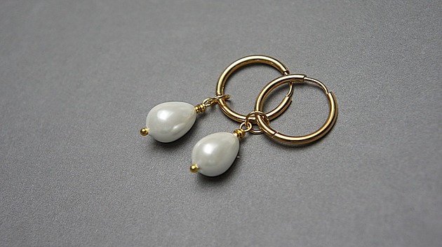 kolczyki pozłacane Kolczyki pozłacane Pearls [white] perły vol. 19