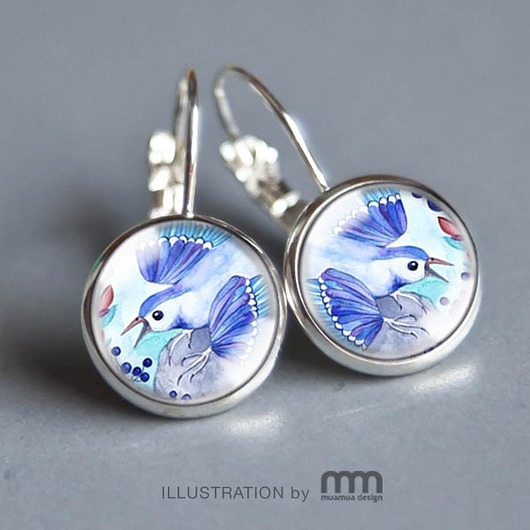 BLUEEBERRY BIRD  kolczyki muamua design