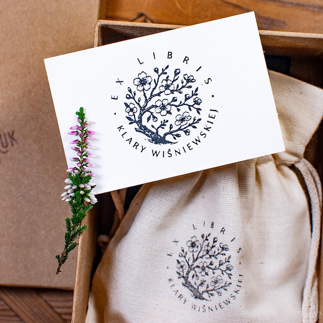 zakładki do książek Stempel exlibris do książek - kwitnąca wiśnia