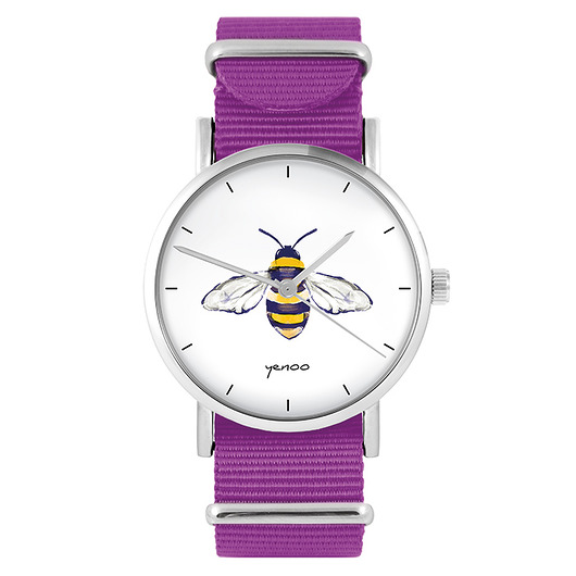 zegarki damskie Zegarek - Pszczoła - amarant, nylonowy