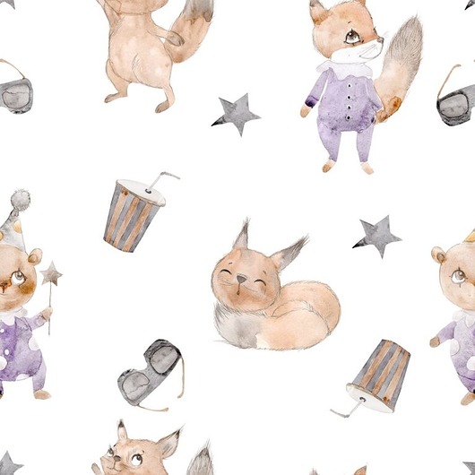 naklejki ścienne do pokoju dziecka Tapeta Happy Animals White 53cmx10m PZ
