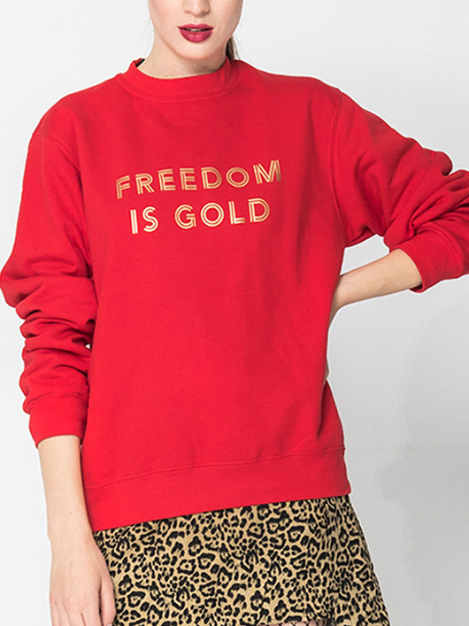 Bluza na prezent FREEDOM IS GOLD RED bawełna 100% ANGELIKA JOZEFCZYK