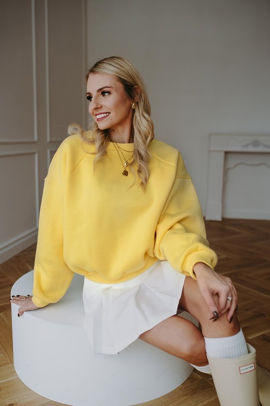 bluza bez kaptura damska Bluza Basic oversize żółta