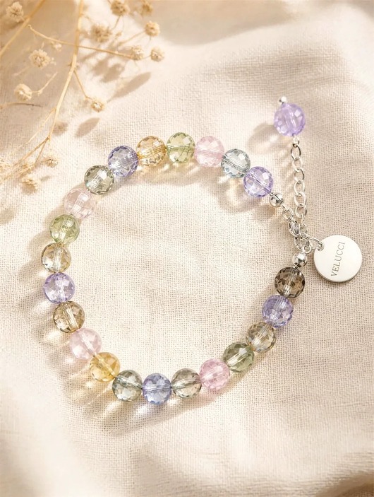 bransoletki z kamieni naturalnych Bransoletka Rainbow Circle Slim, naturalny fluoryt i srebro 925