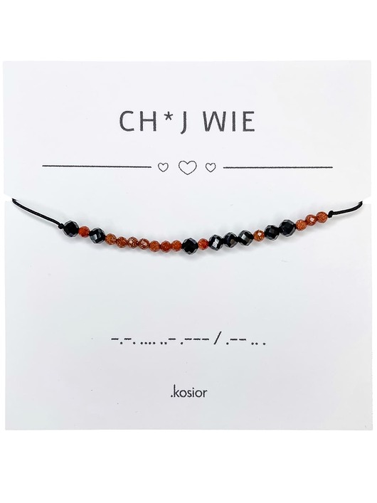 bransoletki na sznurku Bransoletka z alfabetem Morse Piasek pustyni, Agat