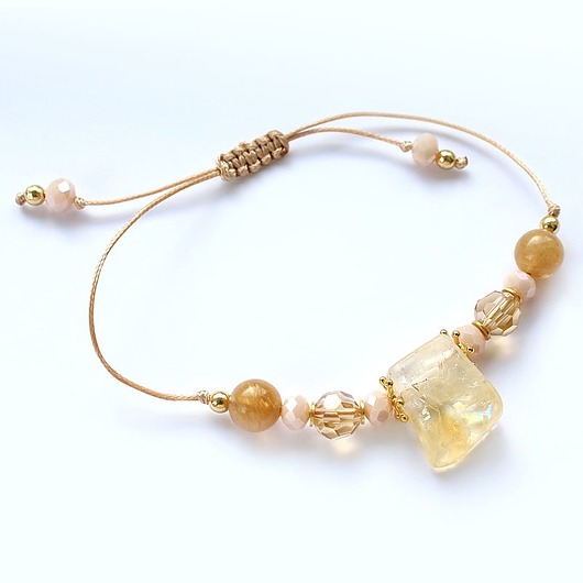 bransoletki złote UNIKAT Radość Życia i Dobrostan - Cytryn surowy