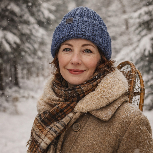 czapki damskie Czapka wełniana niebieska