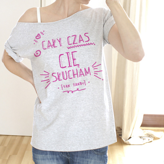 Cały czas Krótki szary Oversize ONE MUG A DAY