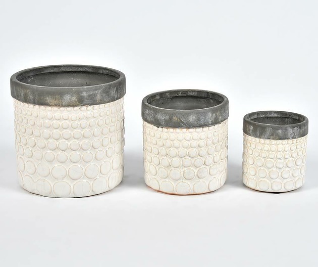 Osłonka doniczka Roma 17x17cm biała z szarym Home Design