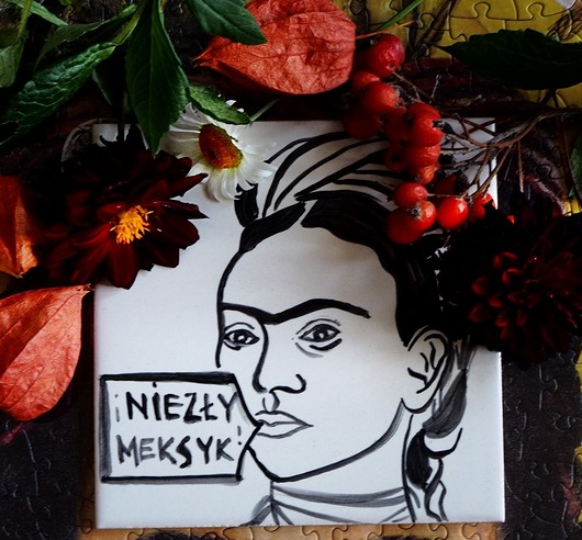 kafle i panele Kafelek ręcznie malowany z Fridą Kahlo - Niezły Meksyk