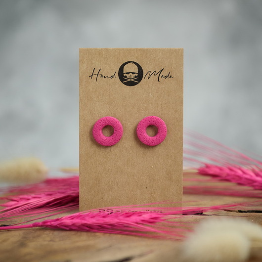 kolczyki z masy plastycznej Kolczyki Donuts - różowe