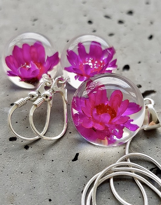 zestaw-dmuchawce w żywicy Grol Jewellery