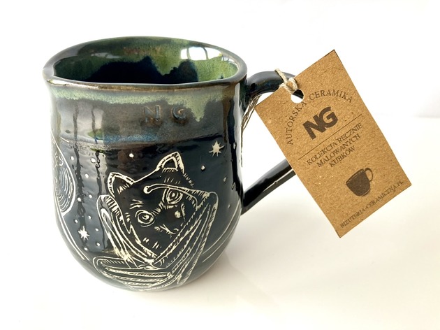 Kubek ceramiczny ręcznie malowany. NG Autorska bizuteria ceramiczna