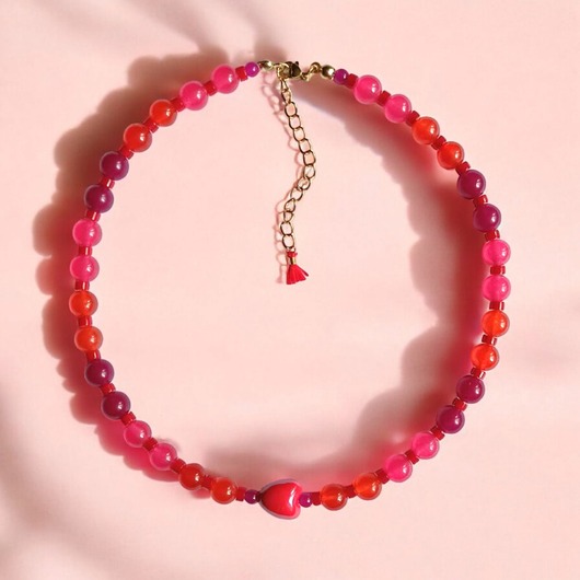 chokery Choker : energy : summer collection : jadeit i ceramiczne serduszko
