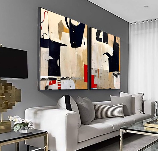 obrazy Nowoczesny duży obraz do salonu lub antresoli 80x160cm  dyptyk AMBIENTE