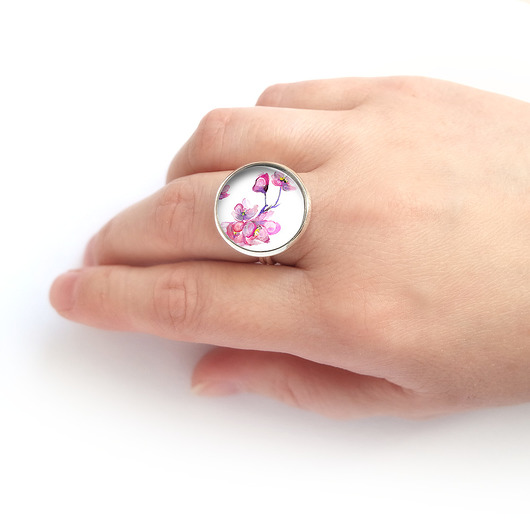 pierścionek z żywicy Pierścionek - Kwiat wiśni