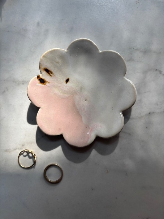 pojemniki na biżuterię Ceramiczna Miseczka Kwiat na Drobiazgi Biżuterię Pink Pearls