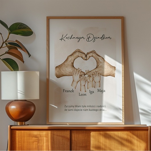 obrazy i plakaty do pokoju dziecięcego Prezent dla Babci i Dziadka - Plakat z imionami wnuczków typ 4