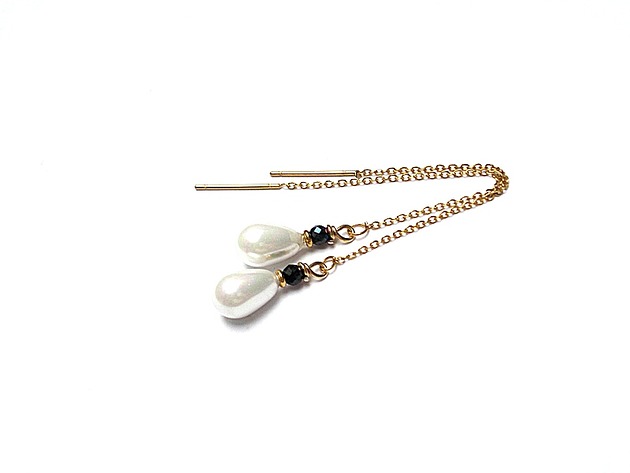 Kolczyki pozłacane Pearls /white/ perły naturalne vol. 5  KiKa pracownia