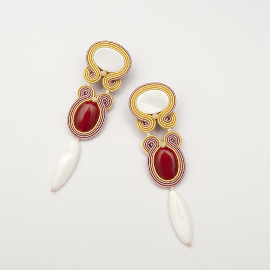 kolczyki soutache Unikatowe długie kolczyki - wakacyjne z jadeitem