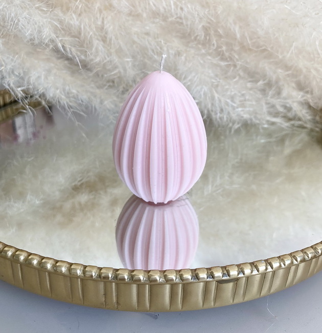 świeczniki i świece Świeca ekologiczna sojowa dekoracyjna jajko wielkanocne kolor wosku jasny róż