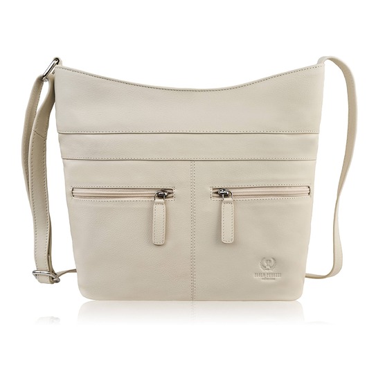 torby na ramię Torebka damska skórzana na ramię pojemna beżowa listonoszka AY-23-BG