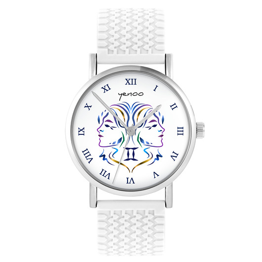 zegarki unisex Kolekcja Starlight - Bliźnięta - silikonowy, biały