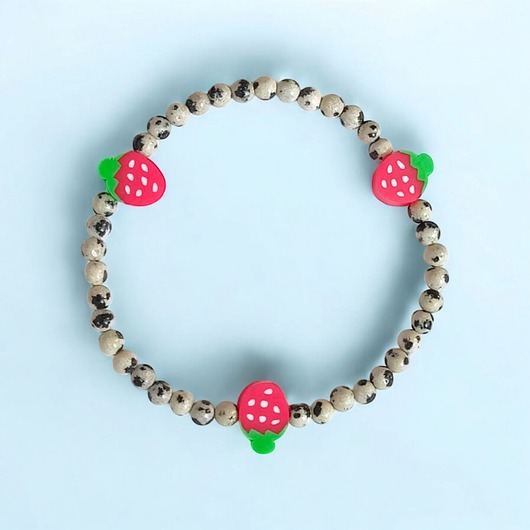 bransoletki z kamieni naturalnych Truskawkowa bransoletka : jaspis dalmatyński : bransoletka na rękę