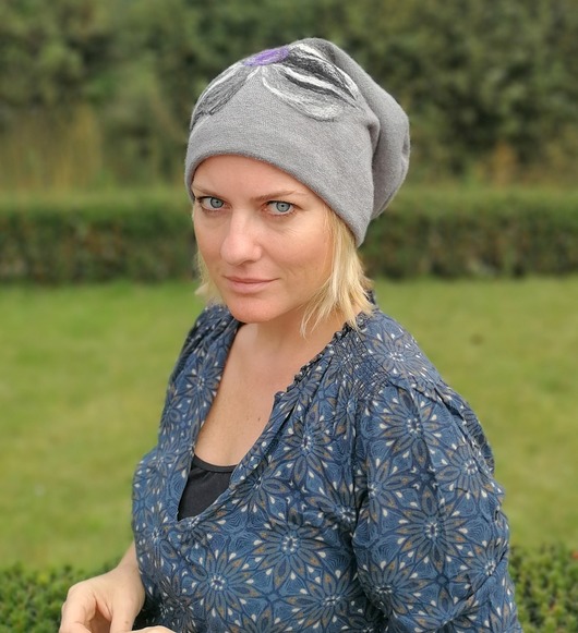 czapki damskie czapka wełniana filcowana szara zimowa