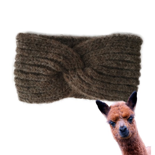 opaski do włosów Wełniana opaska handmade z alpaki i merino, miękka, ciepła, brązowa