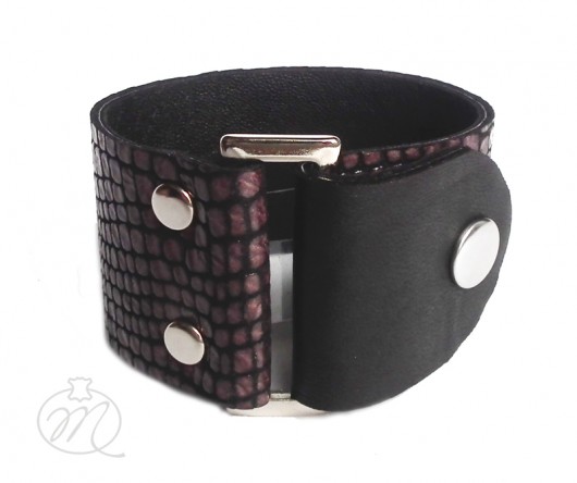 Skórzana bransoleta burgund gad / czerń BUCKle Mikashka